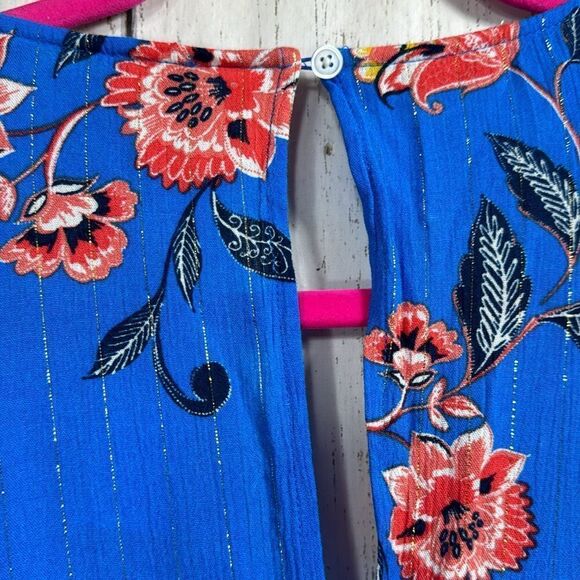 Loft Beach Womens Shimmer Garden Floral Beachy Blue Pockets Lightweight Romper - Picture 13 of 16